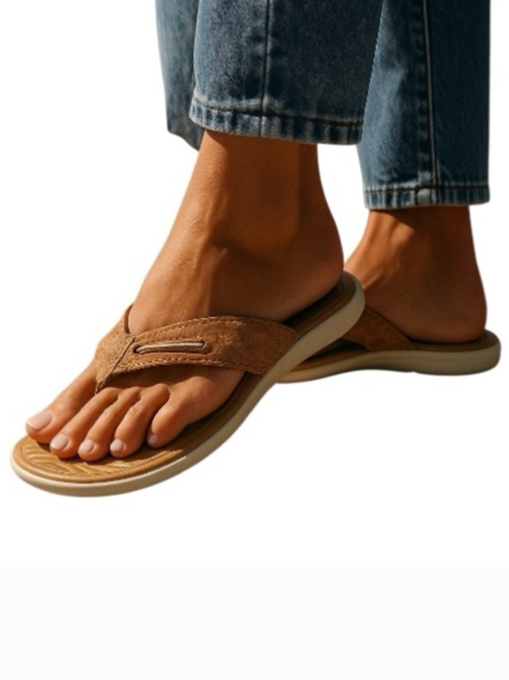 ☀️ NWT Reel Legends Cork Sandals Sz 9 Nautical flip flops non slip bottom - Picture 2 of 6